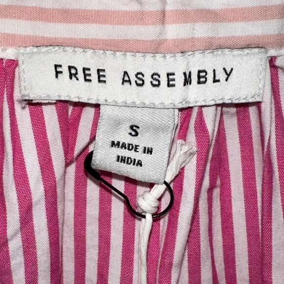 NWT Free Assembly V-Neck Long Sleeve Fuchsia Fedora Stripe Peplum Top Size Small - Picture 5 of 14